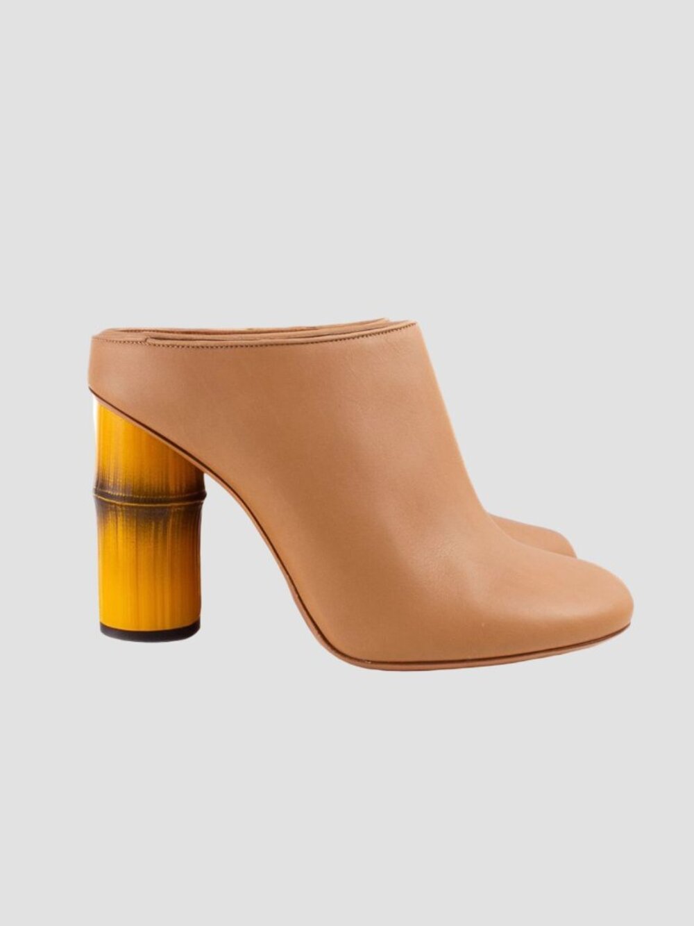 ACNE STUDIOS S/S 2015 FLOR Tan Faux Bamboo Heel Leather Mules - Picture 2 of 8